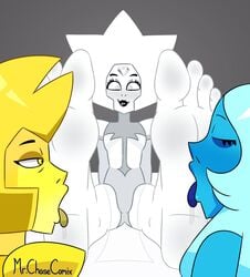 3girls barefoot black_lipstick blue_diamond_(steven_universe) blue_skin closed_eyes diamond_authority feet feet_licking foot_fetish licking long_hair mr._chase_comix saliva smile steven_universe tagme tongue_out white_diamond_(steven_universe) white_skin yellow_diamond_(steven_universe) yellow_skin yuri