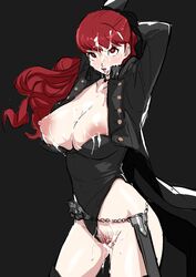 ahe_gao akizora alternate_version_at_source alternate_version_available big_breasts breasts bukkake cum_in_pussy female hair_ribbon hairy_pussy heart-shaped_pupils huge_breasts kasumi_yoshizawa leotard long_hair open_clothes open_pants persona persona_5 persona_5_royal phantom_thief_suit ponytail red_hair sumire_yoshizawa