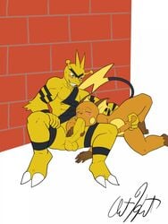 2boys 3:4 anthro anthro_on_anthro ball_fondling ball_grab balls bear213 belly black_markings blush closed_eyes domestic_cat duo electabuzz erection evil_grin felid feline felis fondling fur genitals hi_res humanoid humanoid_genitalia humanoid_penis looking_at_another looking_at_partner looking_pleasured lying male mammal markings mouse murid murine nintendo nude oral penetration penis penis_grab penis_size_difference pokemon pokemon_(species) raichu reach_around rodent sex simple_background sitting size_difference smile teeth video_games wall_(disambiguation) yaoi yellow_belly yellow_body yellow_fur yellow_skin