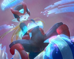 bottomless capcom cowgirl_position cum cum_in_pussy cuntboy intersex kakyoinmuse mega_man mega_man_zero pussy rockman rockman_zero sex zero_(mega_man)