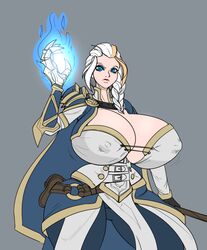 1girls alternate_body_type alternate_breast_size braid braided_hair breasts breasts_bigger_than_head cleavage clothed clothed_female erect_nipples female female_only gigantic_breasts hips huge_breasts human jaina_proudmoore lewdreaper long_hair looking_at_viewer mage nipples solo solo_female thick_thighs thighs wide_hips world_of_warcraft