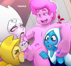 1boy 4girls annoyed_expression balls blowjob blue_diamond_(steven_universe) blue_eyes blue_skin blush cartoon_network collaborative_fellatio cum cum_in_mouth diamond_authority fellatio female gray_eyes harem harkart male multiple_girls pimp pink_eyes pink_skin saliva spinel_(steven_universe) steven_quartz_universe steven_universe steven_universe_future sucking_testicles tagme teamwork white_diamond_(steven_universe) white_skin yellow_diamond_(steven_universe) yellow_eyes yellow_skin