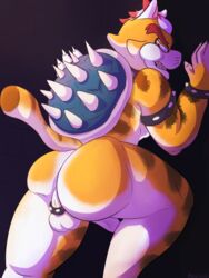 3:4 anthro balls big_balls bowser claws dinosaur genitals hi_res male male_only mario_(series) mazilion meowser nintendo reptile scalie sharp_teeth solo super_mario_3d_world teeth video_games