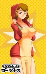 1girls 1milf 5-volt apron breasts brown_eyes brown_hair female hood hood_up hoodie legs lips mario_(series) milf minus8 nintendo nipples single_mom solo sweater tagme wario_(series) warioware