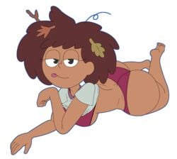 1girls alternate_ass_size alternate_version_available amphibia anne_boonchuy big_ass bluelimelight bra bubble_butt clothed dark-skinned_female dark_skin dat_ass disney fat_ass female female_only huge_ass leaves leaves_in_hair looking_at_viewer messy_hair on_stomach round_ass saint_james_school_uniform school_uniform schoolgirl seductive_look shirt shirt_lift sideboob solo straight_hair teenage_girl teenager thick_thighs tongue_out underwear young