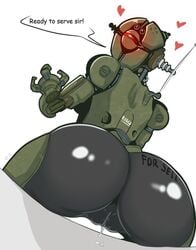 ass assaultron blush fallout fallout_4 female_robot heart presenting pussy pussy_juice robot robot_girl