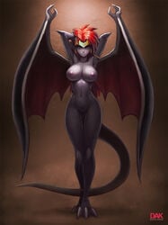 1girls big_breasts breasts darkartskai demona disney female female_only gargoyles looking_at_viewer nipples red_hair solo vulva wings