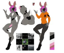 ass dick furry gay grey male orange_hoodie pink_hair rabbit rorval_wabbit tail