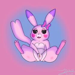 1:1 accessory anus blush chest_tuft clitoris fan_character female feral genitals hair_accessory hair_ribbon hairbow mammal nintendo nude pikachu pokémon_(species) pokemon presenting presenting_pussy pussy ribbons rodent sitting smile solo spread_legs spread_pussy spreading tsoup tuft video_games