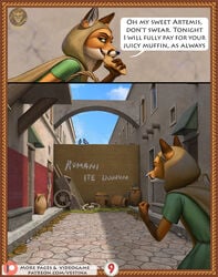 ancient ancient_furry_art ancient_rome anthro avian barrel bird broken canid canine cart clothing columbid comic cookie detailed_background english_text food fox fur furry_rome graffiti hi_res jug male mammal murid murine orange_body orange_fur page_9 pigeon rat rodent roman rome solo street teeth text thief tunic url vestina window