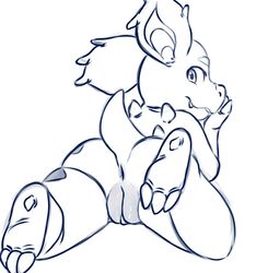 absurd_res anthro anus domzywomzy female genitals hi_res looking_at_viewer looking_back nidorina nintendo pokémon_(species) pokemon pussy simple_background solo video_games