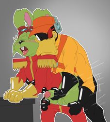 anal anthro avian black_feathers black_fur bucky_o'hare bucky_o'hare_(series) deadeye_duck duck gay green_fur interspecies male_only tagme yaoi