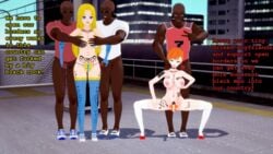 2girls 3boys 3d big_penis blonde_hair breast_grab cheating dark-skinned_male dark_skin darthrevan english_text female holding_penis interracial koikatsu large_breasts looking_at_viewer male penetration_symbol penis queen_of_spades raceplay racism tattoo text uncensored ♀ ♂