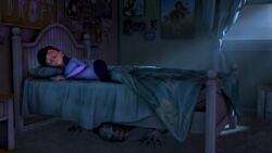 1girls 3d clothed clothing disney female imminent_rape masterkabal pixar sleeping smooth_skin tagme the_incredibles violet_parr