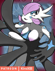 alternate_color anthro blue_eyes body_markings cheek_markings dress gardevoir kiroxiii mega_evolution mega_gardevoir oc pokémon_(species) pokemon pokemon_(species) topless watermark