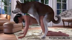 3d all_fours animated bestiality big_breasts brown_hair canine dog doggy_style domestic_dog feral husky mp4 nipples renderbender007 sound video zoophilia