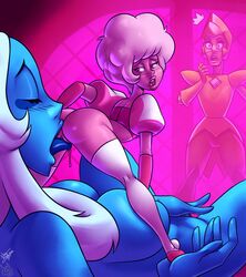 3girls aeolus06 alien blue_diamond_(steven_universe) caught cunnilingus diamond_authority female female_only gem_(species) masturbation multiple_girls oral pink_diamond_(steven_universe) pussy_juice rubbing_pussy size_difference spread_legs steven_universe surprised tagme tongue_out yellow_diamond_(steven_universe) yuri