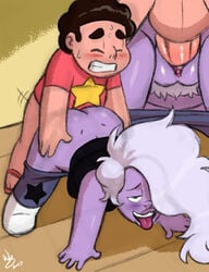 aeolus06 ahe_gao all_fours amethyst_(steven_universe) ass clitoris doggy_style dx_face pubic_hair pussy steven_quartz_universe steven_universe tagme vaginal_penetration young younger_male