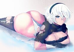 benbeau big_breasts clothed_female female female_focus female_only nier:_automata short_hair solo solo_female solo_focus yorha_2b