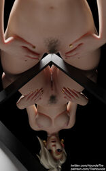 1girls 3d black_pubic_hair blonde_hair breasts choker cum cum_drip cum_in_pussy cum_inside cumdrip female light-skinned_female light_skin looking_down mercy mirror nude nude_female overwatch pale-skinned_female pale_skin pubic_hair pussy reflection small_breasts solo solo_female surprised thehounde