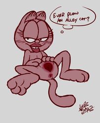 anthro arlene_(garfield) dialogue garfield_(series) garfield_the_cat jon_arbuckle nickelodeon paws,_inc. pussy spread_pussy uncensored