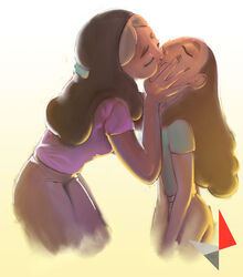 closed_eyes clothed clothes clothing connie_maheswaran female female_only french_kiss french_kissing hand_on_cheek hand_on_face head_grab head_thrown_back incest kiss kissing long_hair mother_and_daughter parent_and_child priyanka_maheswaran skirt steven_universe straight_hair tagme tongue_kiss wholesome yuri