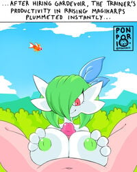 anthro breasts english_text female gardevoir hi_res magikarp_jump magikarp_jump_(trainer) male nintendo paizuri pokémon_(species) pokemon pokemon_(species) ponporio_(artist) sex straight text titjob video_games