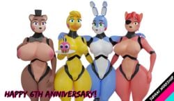 3d 3d_(artwork) 4girls animatronic ass bear big_breasts bird blender breasts bunny_girl chicken female female_only five_nights_at_freddy's five_nights_at_freddy's_2 fox foxy_(fnaf) pink_nipples rabbit render robot robot_girl rule_63 simple_background sunr4y sunr4y_w0rksh0p thick_ass toy_bonnie_(fnaf) toy_chica_(fnaf) toy_freddy_(fnaf) white_background wide_hips