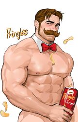 1boy abs bara biceps big_muscles big_pecs black_eyes bowtie brown_hair buff chips collar daddy dilf dopq eight_pack erect_nipples facial_hair fleshlight food food_between_breasts food_on_body food_on_chest holding_object human human_only julius_pringles light-skinned_male light_skin looking_at_viewer male male_chest male_focus male_masturbation male_nipples male_only mascot masturbation mature mature_male moustache muscle muscles muscular muscular_male mustache naked nipples nude nude_male pecs pectorals penetrating_object pringles red_bowtie red_tie sideburns simple_background solo solo_focus solo_male thick_eyebrows tie white_background