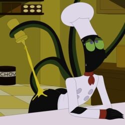 1boy :>= anal anal_penetration anus ass big_ass black_skin cartoon_network chef_hat chef_uniform demon green_sclera humanoid looking_pleasured looking_up male male_focus male_only masturbating masturbation mustard mustard_bottle nathaniel718 nergal_(tgaobam) non-human non-human_only oral purple_eyes self-upload solo solo_male sucking sucking_tentacle sweat sweatdrop tentacle tentacle_sex tentacles the_grim_adventures_of_billy_and_mandy