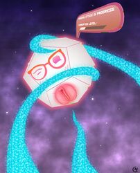 absurd_res artificial_intelligence blush code corruption d.o.d.e_(jackbox_party_pack) dodecahedron eyewear female forced genitals gizzomega glasses hi_res jackbox_games large_clitoris one_eye_closed push_the_button pussy solo tentacle the_jackbox_party_pack_6 waddling_head what