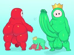 ass bodysuit fall_guy fall_guys gay green_cock huge_ass huge_cock male moba_(artist) penis teapot_(body_type)