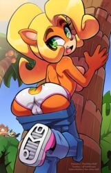 2020 5_fingers activision anthro ass back-print_panties bandicoot big_ass big_butthole black_nose bottomwear breasts cameltoe clothed clothing coco_bandicoot crash_(series) crash_bandicoot doctor_neo_cortex eyelashes fat_mons female female_focus fingers footwear green_eyes group hair human large_ass long_hair looking_at_viewer looking_back male mammal marsupial neo_cortex open_mouth open_smile palm_tree panties pants pants_down partially_clothed print_panties smile solo_focus text the_other_half topless tree underwear video_games white_panties