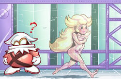 1girls ass barefoot breasts canonical_scene completely_nude completely_nude_female covering embarrassed embarrassed_nude_female enf female full_body invisible josh_lesnick mario_(series) naked naked_female nintendo nipples nude nude_female paper_mario paper_mario:_the_thousand-year_door paper_peach paper_peach_invisible_intermission princess_peach streaking x-naut