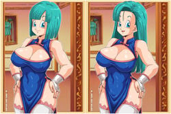 1girls absurd_res alternate_version_available bangs bare_shoulders big_breasts big_eyes blue_clothing blue_dress blue_eyes blue_hair bob_cut breasts bulma_briefs bulma_briefs_(androids'_saga) bulma_briefs_(garlic_jr_saga) bulma_briefs_(post_frieza_saga) chinese_clothes cleavage cleavage_cutout clothed clothed_female clothed_navel covered_navel curvaceous curvy curvy_figure dragon_ball dragon_ball_super dragon_ball_z dress earrings erect_nipples erect_nipples_under_clothes feet_out_of_frame female female_focus female_only fingerless_gloves fully_clothed gloves hand_on_hip hands_on_hips hi_res high_resolution highres hourglass_figure huge_breasts indoors lace-trimmed_thighhighs lace_trim large_breasts legwear light-skinned_female light_skin loincloth long_hair looking_at_viewer milf multiple_images nail_polish navel navel_line nipple_bulge nipples nipples_visible_through_clothing no_bra no_panties no_pants parted_bangs patreon_username pink_nails pose posing qipao revealing_clothes sano-br shiny shiny_skin short_hair shounen_jump slim_waist smile solo solo_female stockings teal_hair thick_thighs thighhighs thighs thin_waist traditional_clothes voluptuous white_gloves wide_eyed wide_hips