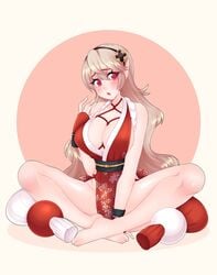 artist_name barefoot bondage breasts cleavage corrin_(fire_emblem) corrin_(fire_emblem)_(female) cosplay crossover embarrassed feet female fire_emblem fire_emblem_fates fire_emblem_if hairband kimo-chi king_of_fighters large_breasts long_hair looking_at_viewer mai_shiranui_(cosplay) nintendo no_bra no_panties no_underwear revealing_clothes rope rope_bondage snk sodachern solo