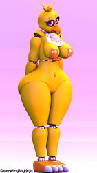 <3_eyes 9:16 ass avian big_butt bird breasts chica_(fnaf) chicken female five_nights_at_freddy's galliform gallus_(genus) genitals geometryboymejia heart hi_res nipples phasianid pussy solo video_games wide_hips