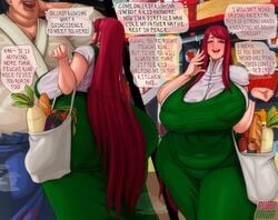 1girls ass breasts chubby cleavage female horny horny_female huge_ass huge_breasts male milf naruto no_sex non-nude ruru-raida seductive sexually_suggestive sfw slightly_chubby speech_bubble suggestive_dialogue teasing text thick_thighs uzumaki_kushina venus_body wide_hips