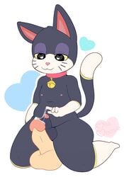 2boys :3 animal_crossing animal_ears animal_genitalia animal_penis animal_tail bell belly belly_bulge collar felid feline felis furry gay interspecies miss_moosie multicolored_fur nintendo pink_nipples precum_bubble precum_drip punchy_(animal_crossing) tummy yaoi