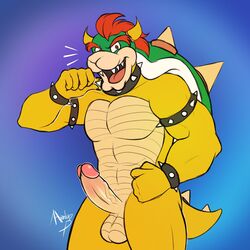 1:1 anthro balls bowser genitals hi_res hornyusd koopa looking_at_viewer male male_only mario_(series) muscular muscular_anthro muscular_male nintendo nude penis scalie solo video_games