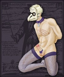 collar doktor_schnabel_von_rom fishnets lingerie male_only mask medico_della_peste penis plague plague_doctor plague_doctor_mask scratch_marks scratches tagme