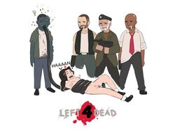 1girls 4boys bill_(left_4_dead) dark-skinned_male dark_skin francis_(left_4_dead) left_4_dead louis_(left_4_dead) zoey_(left_4_dead) zombie