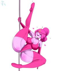 1girls adventure_time crisisaura elbow_gloves female female_only highleg_leotard huge_ass huge_breasts leotard pink_body pink_hair pink_skin pole_dancing princess_bubblegum solo thick_thighs thighhighs wide_hips