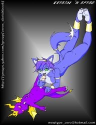 anthro ass barefoot blue_fur blue_hair breasts claws color crossover dragon female fox fur furry furry_ass furry_breasts furry_ears furry_tail green_eyes hair horns interspecies krystal licking lying male neophyte-blue nipples on_back on_front open_eyes open_mouth pointy_ears purple_skin raised_tail short_hair spyro spyro_the_dragon star_fox straight tail tongue video_games white_fur wings