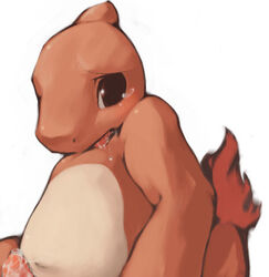 charmeleon color cum drooling fire male male_only nekouri nintendo nude penis pokémon_(species) pokemon saliva solo tagme tail tail_fire tear