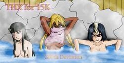 3girls arrancar bleach breasts cyan_sung-sun dark-skinned_female dark_skin emilou_apacci espada female female_only multiple_girls onsen tia_harribel