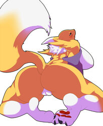 all_fours anthro ass back_view big_breasts breasts bubble_butt color dat_ass digimon digimon_tamers female female_only fur furry gender_transformation huge_ass huge_breasts human_to_anthro looking_at_viewer looking_back male_to_female nken nude paws post_transformation pussy renamon solo species_transformation tail takato_matsuki transformation vulva