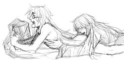 2boys gay glasses grell_sutcliff hair_over_eyes kuroshitsuji licking long_hair male male_only monochrome nude rimjob tagme undertaker_(kuroshitsuji) yaoi