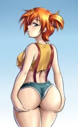 ass ass_grab ass_support big_ass big_breasts big_butt blue_eyes blush clothed_female dat_ass female female_focus female_only green_eyes huge_ass kasumi_(pokemon) legs leonart looking_at_viewer looking_back nintendo orange_hair pokemon pokemon_rgby solo solo_female solo_focus suspenders thick thick_thighs underboob