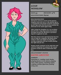 big_ass big_butt bottom_heavy cleavage female female_only flats green_eyes hands_on_hips information luan_winslow_(wappah) nurse nurse_uniform original original_character pink_hair small_breasts solo thick_thighs wappah wide_hips